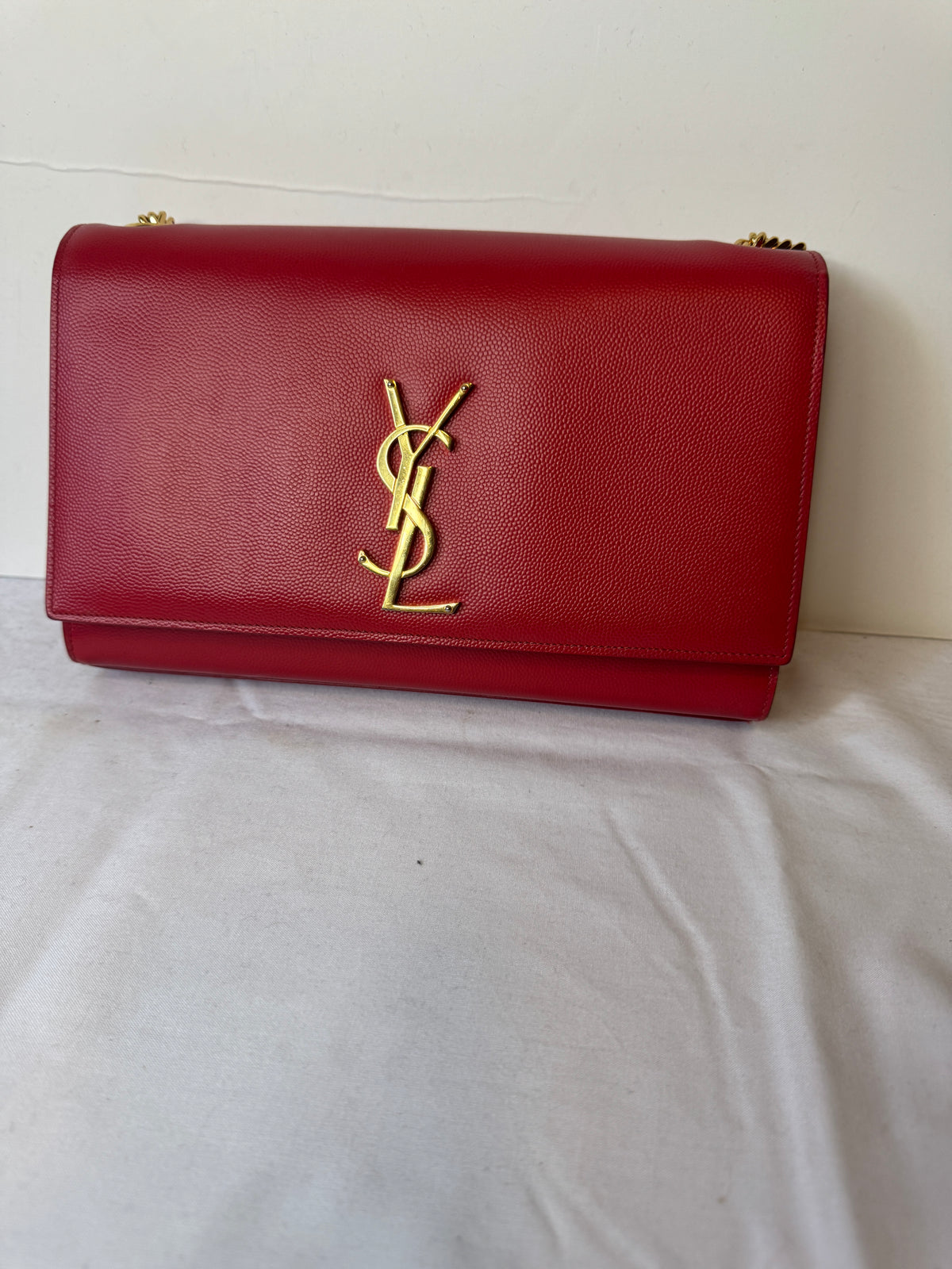 Saint Laurent Red Monogram Chain Shoulder Bag