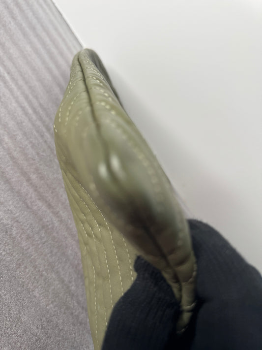Chanel Olive Green Chevron Quilted Zip Pouch