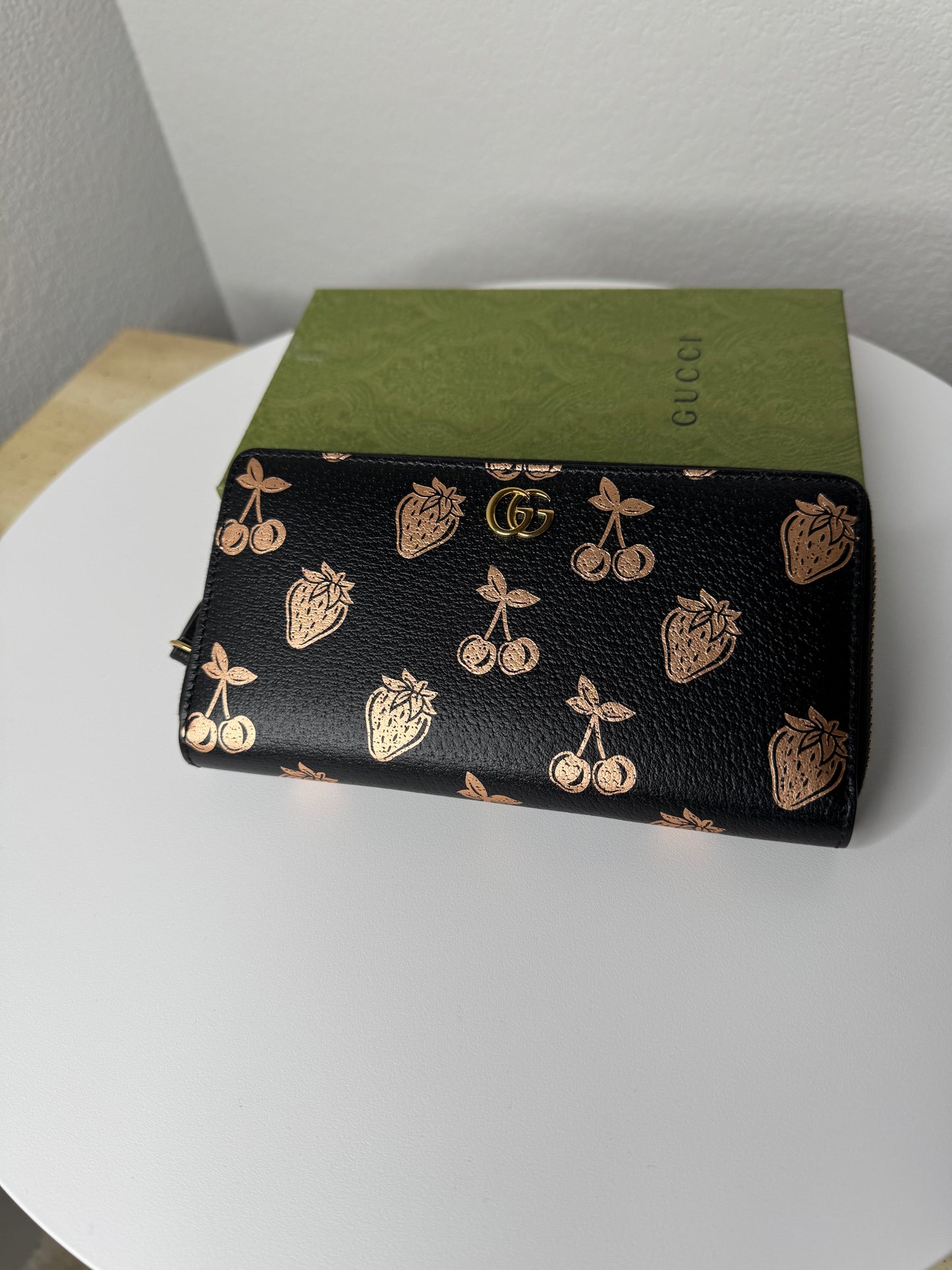Gucci Marmont Strawberry & Cherry Zip-Around Wallet