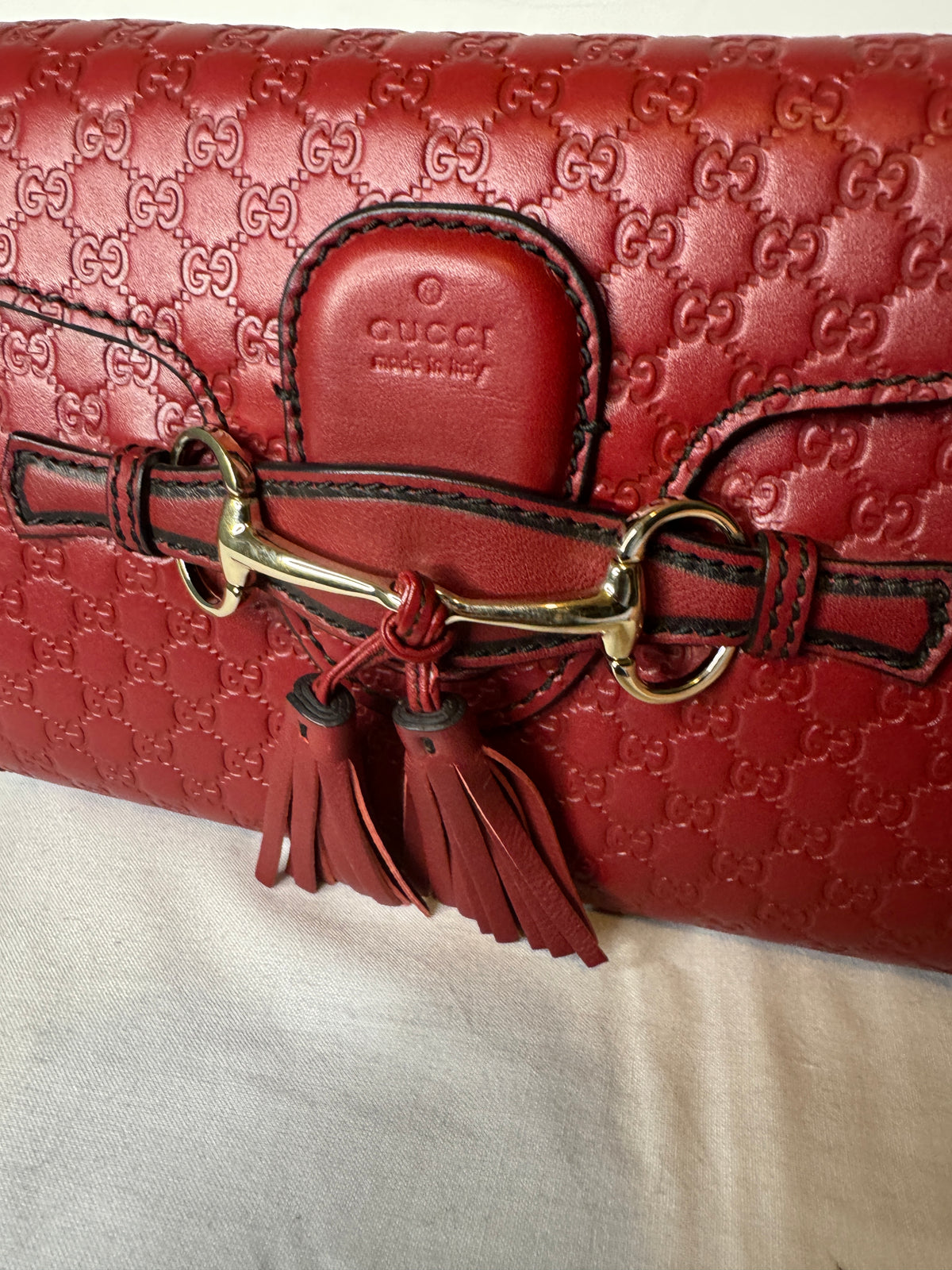 Gucci Microguccissima Mini Emily Chain Shoulder Bag – Red