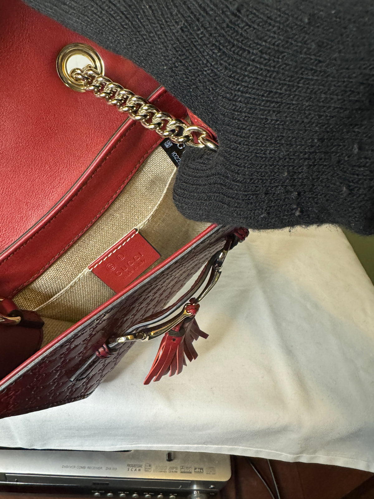 Gucci Microguccissima Mini Emily Chain Shoulder Bag – Red
