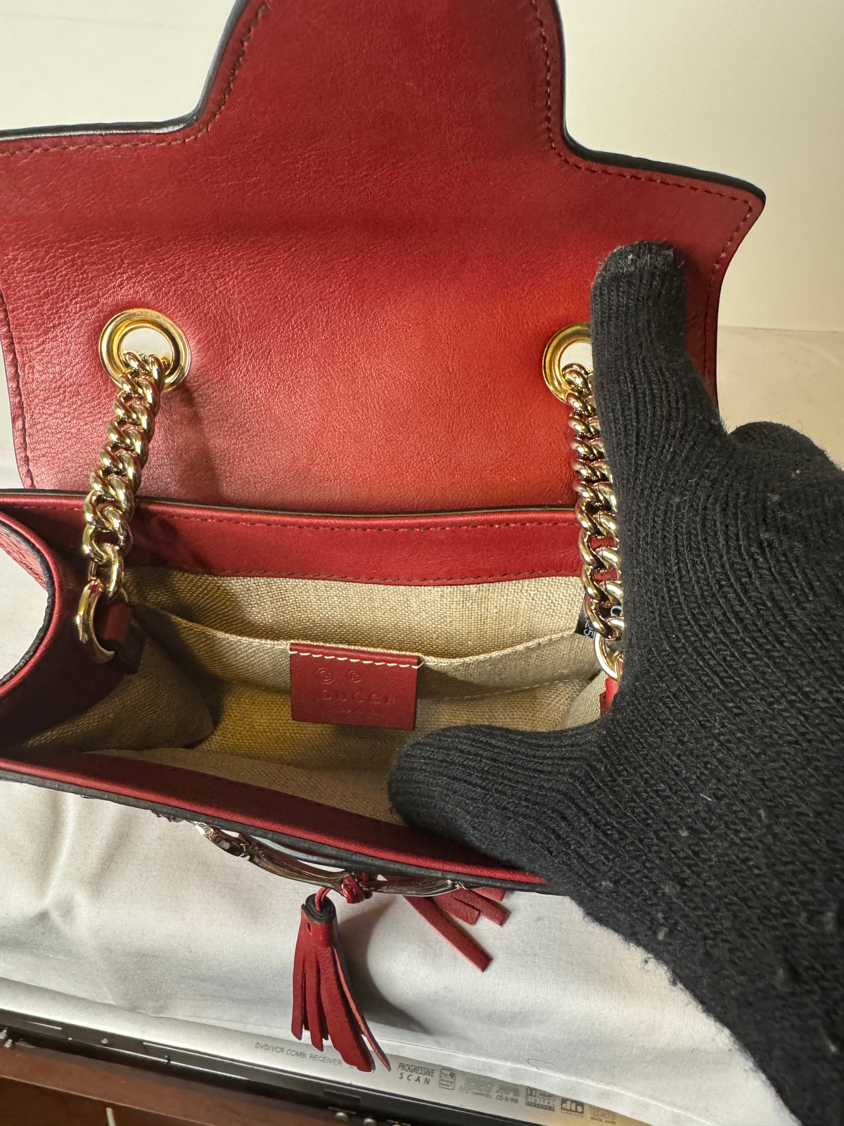 Gucci Microguccissima Mini Emily Chain Shoulder Bag – Red