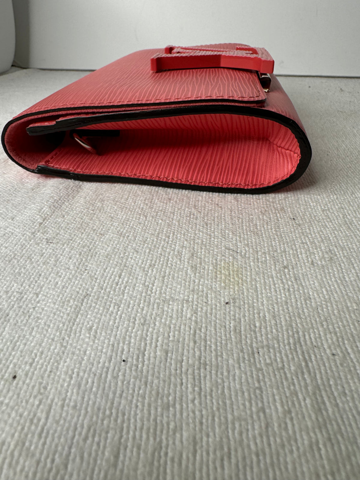 Louis Vuitton Coral Pink Textured LV Flap Wallet