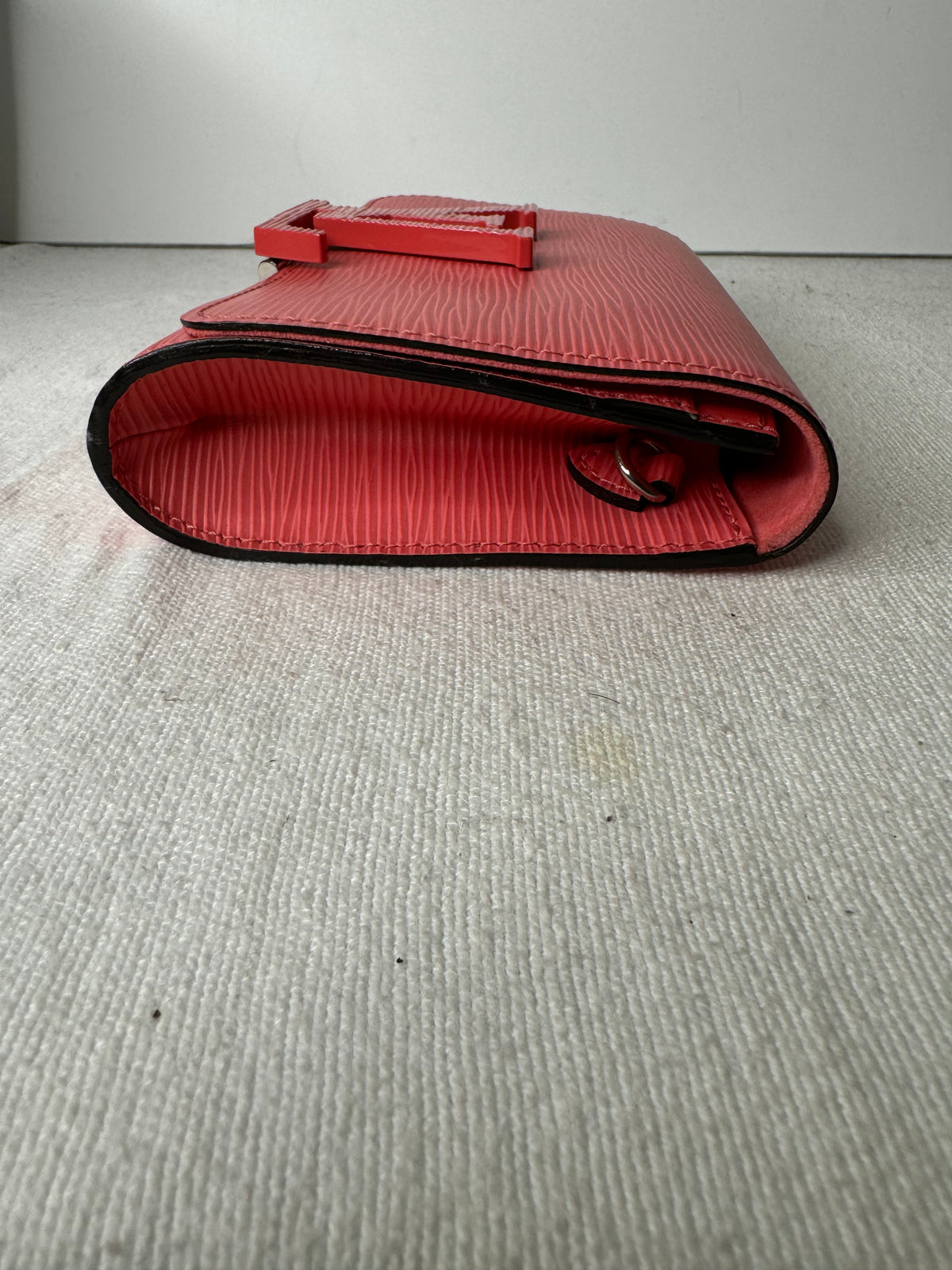 Louis Vuitton Coral Pink Textured LV Flap Wallet