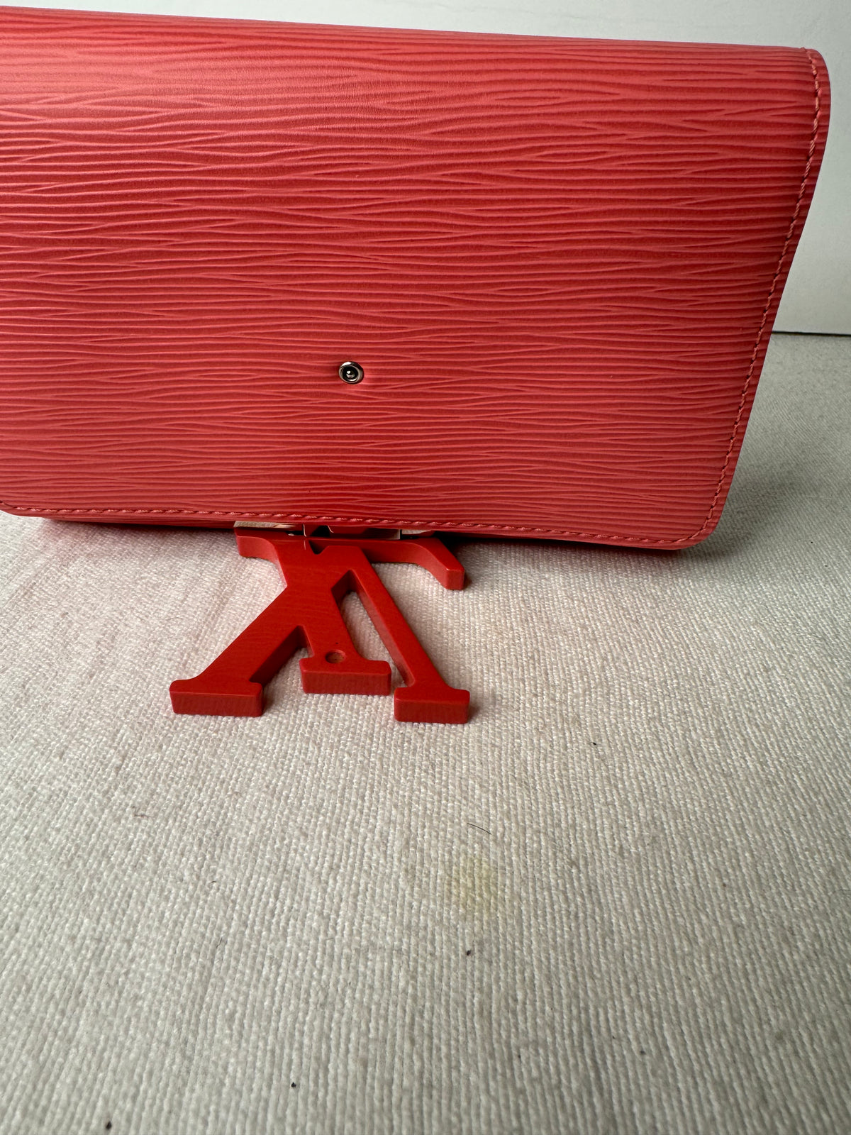 Louis Vuitton Coral Pink Textured LV Flap Wallet