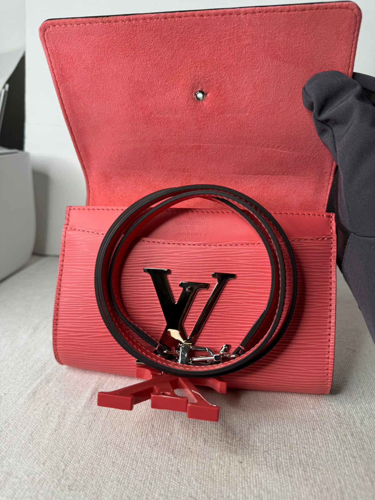 Louis Vuitton Coral Pink Textured LV Flap Wallet
