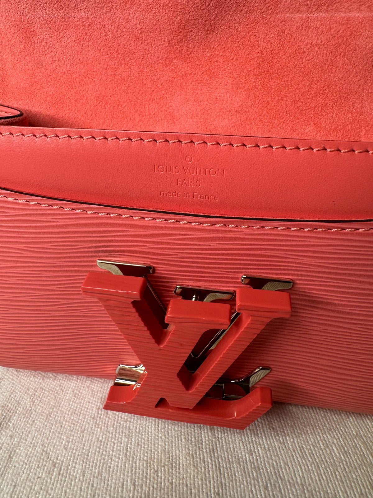 Louis Vuitton Coral Pink Textured LV Flap Wallet