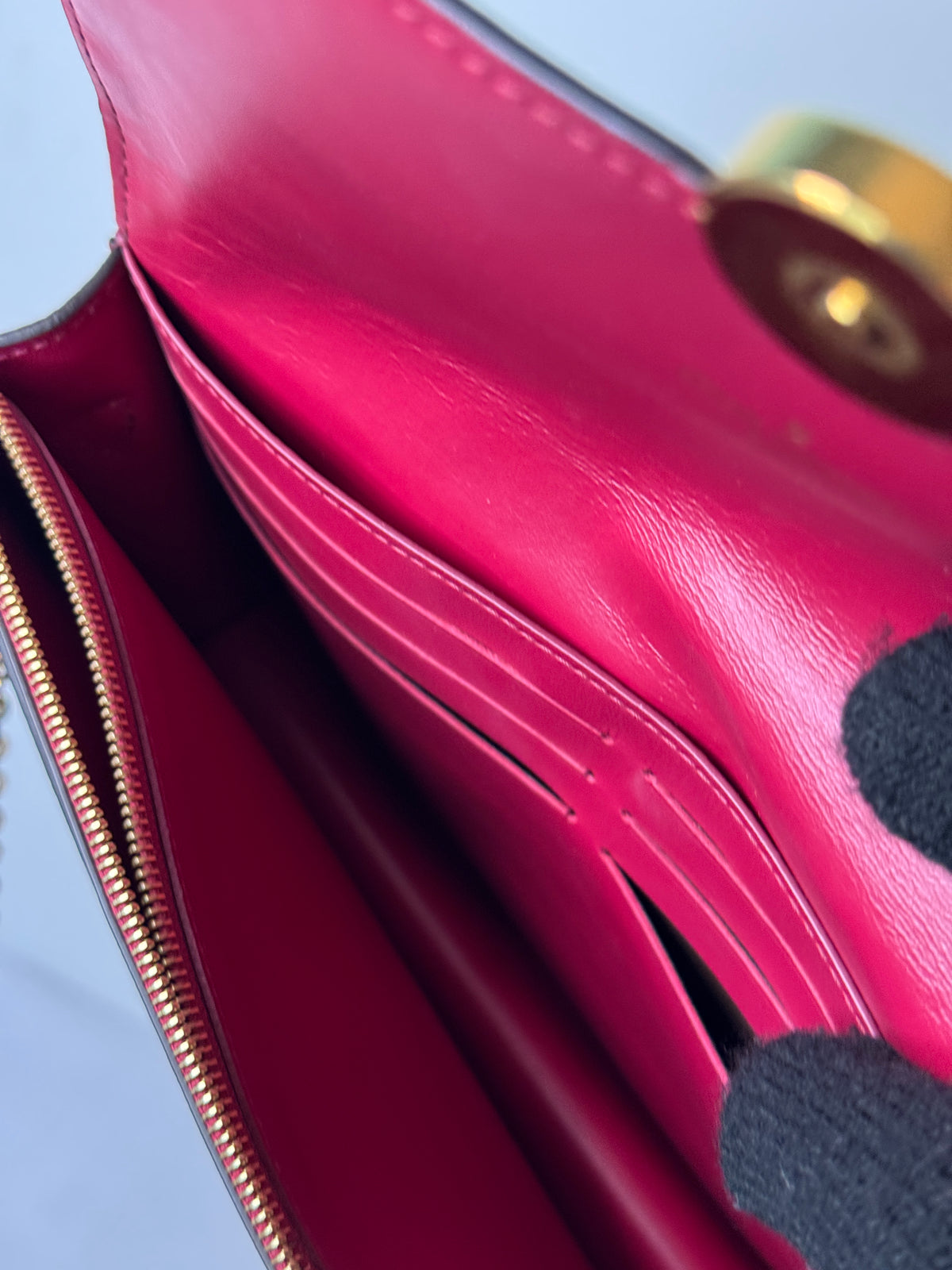 Louis Vuitton Monogram Burgundy Chain Shoulder Bag (Portefeuille Flor Chain Wallet)