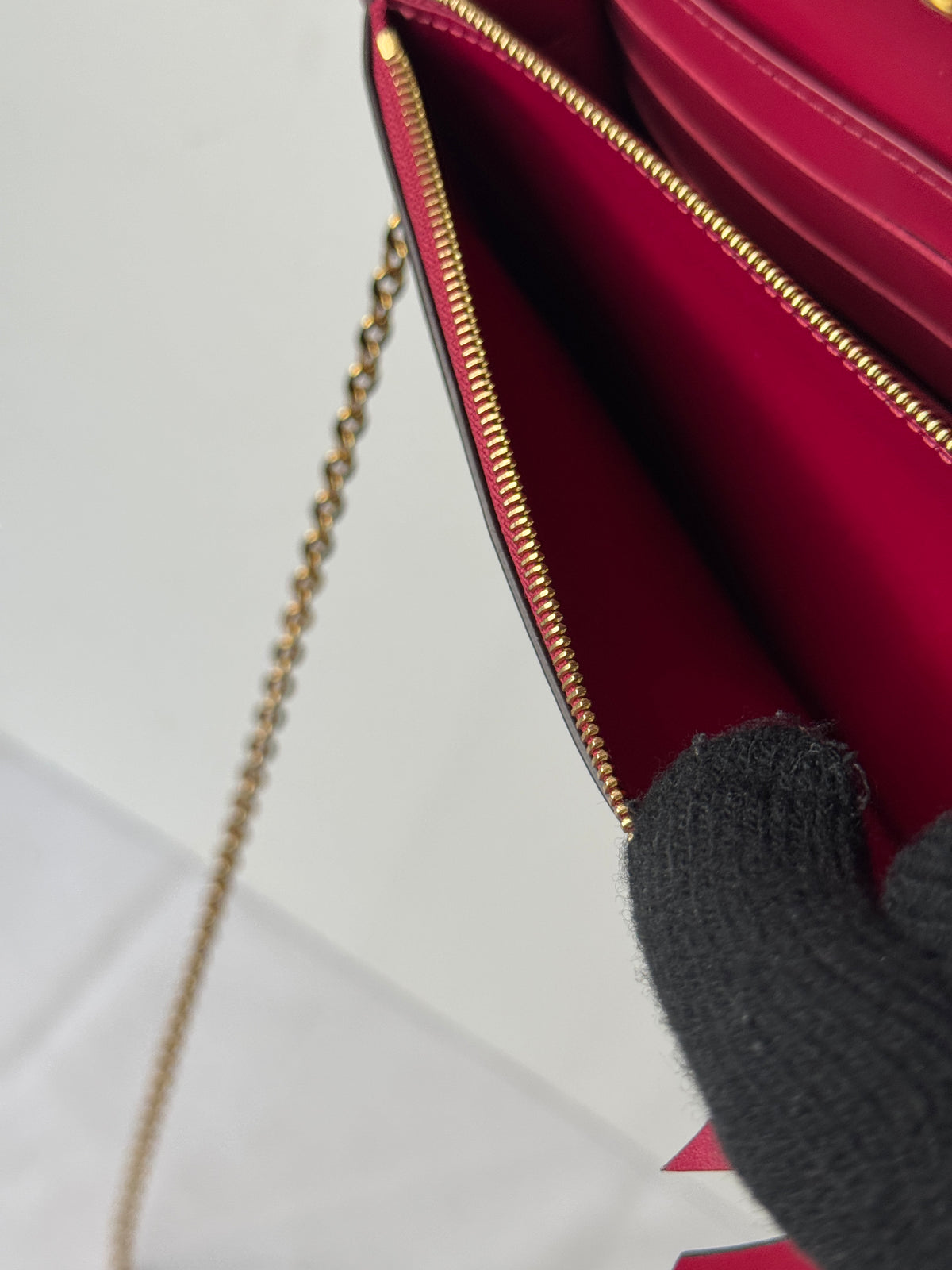 Louis Vuitton Monogram Burgundy Chain Shoulder Bag (Portefeuille Flor Chain Wallet)