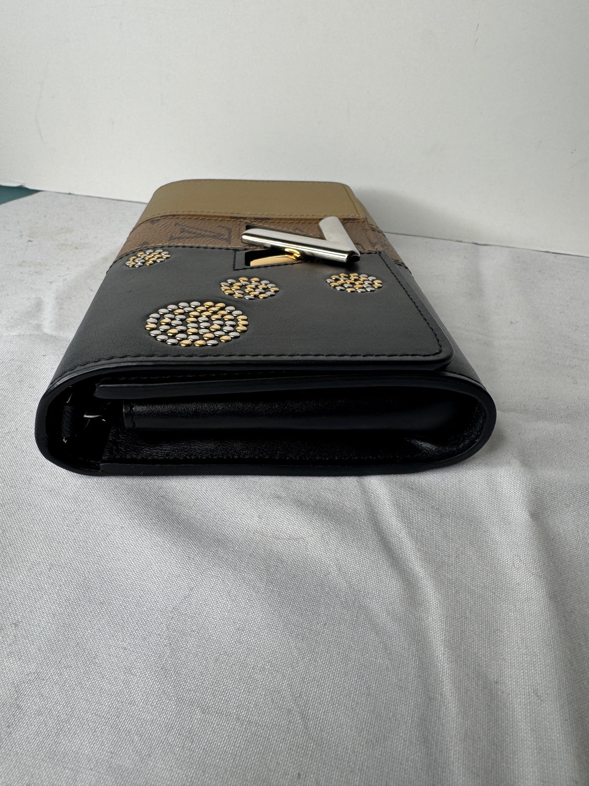 Louis Vuitton Black & Gold Monogram LV Flap Clutch