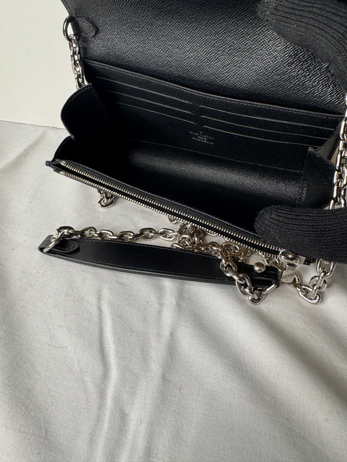 Louis Vuitton Black & Gold Monogram LV Flap Clutch