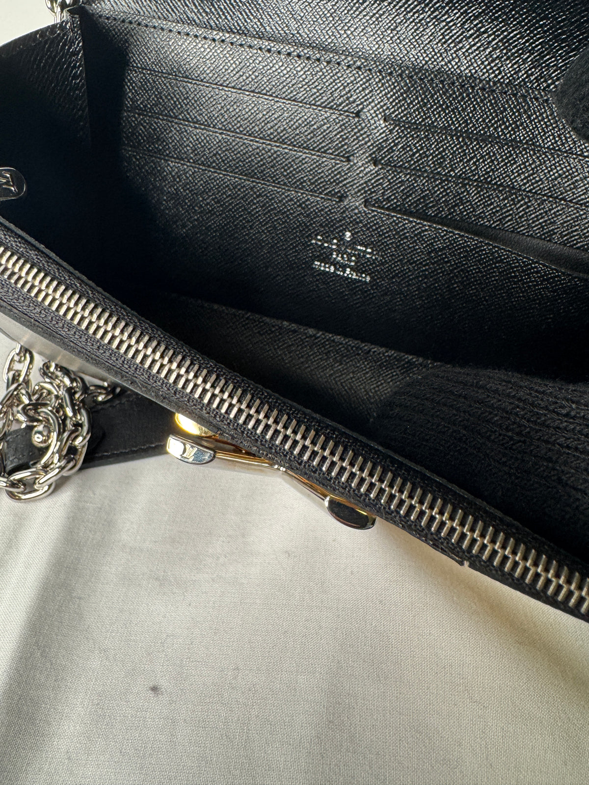 Louis Vuitton Black & Gold Monogram LV Flap Clutch