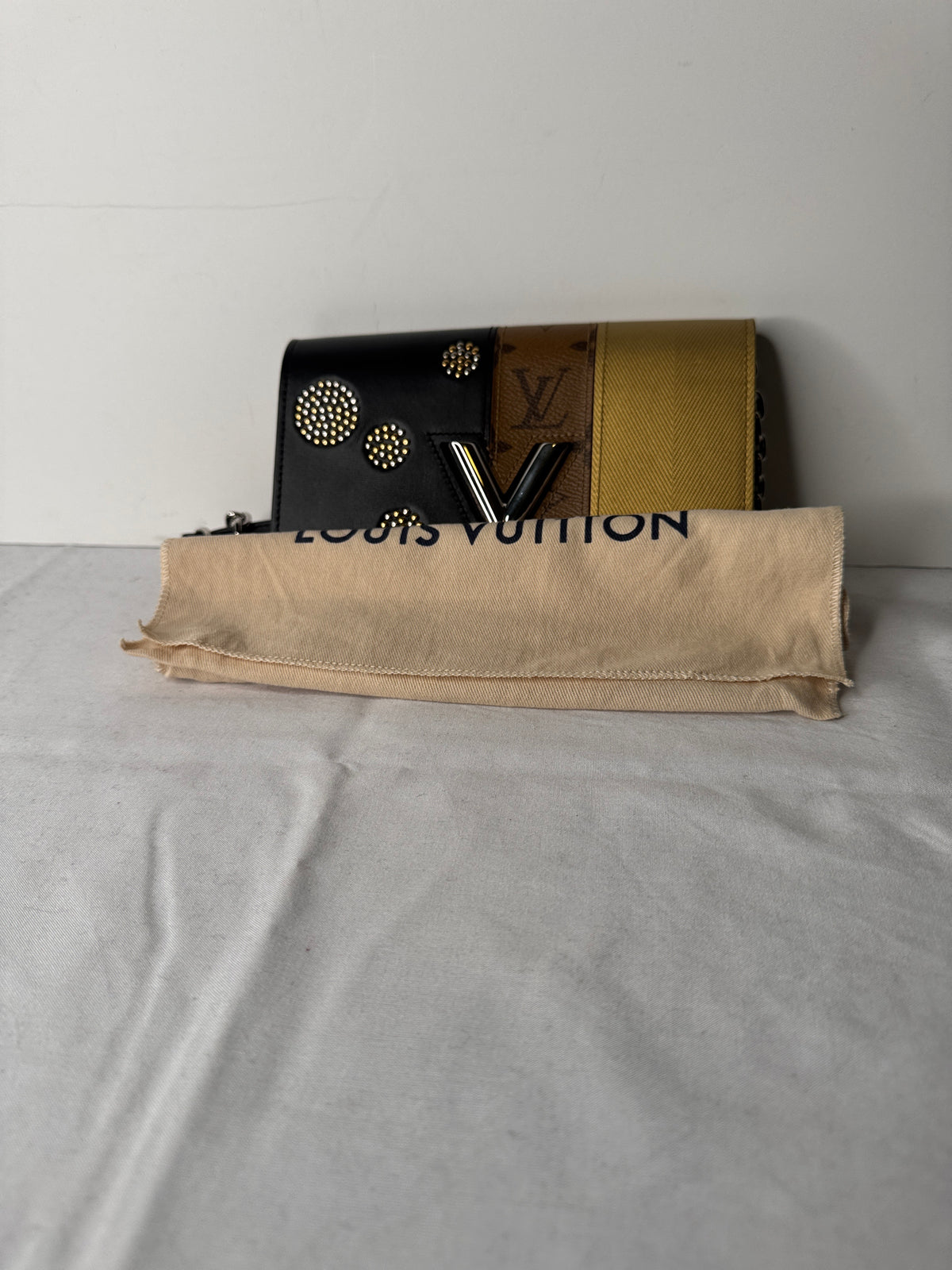Louis Vuitton Black & Gold Monogram LV Flap Clutch