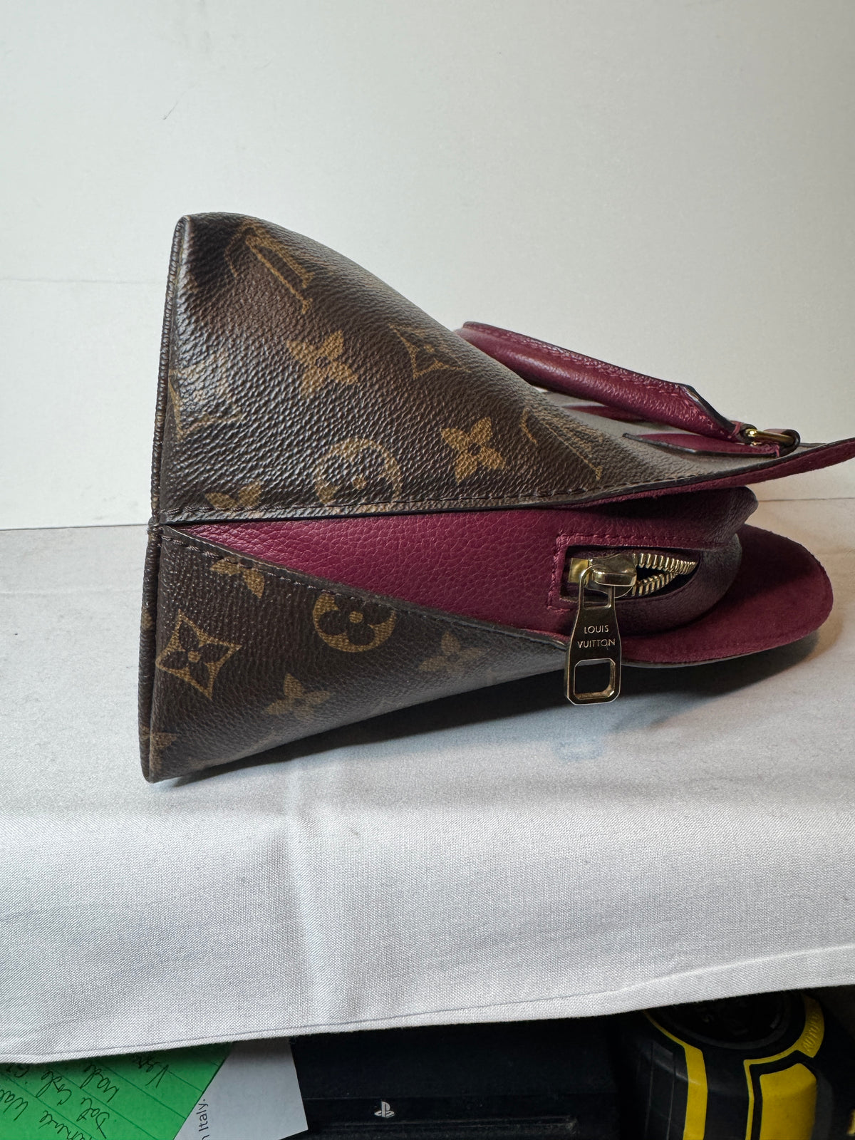 Louis Vuitton Monogram Top Handle Bag with Burgundy Trim