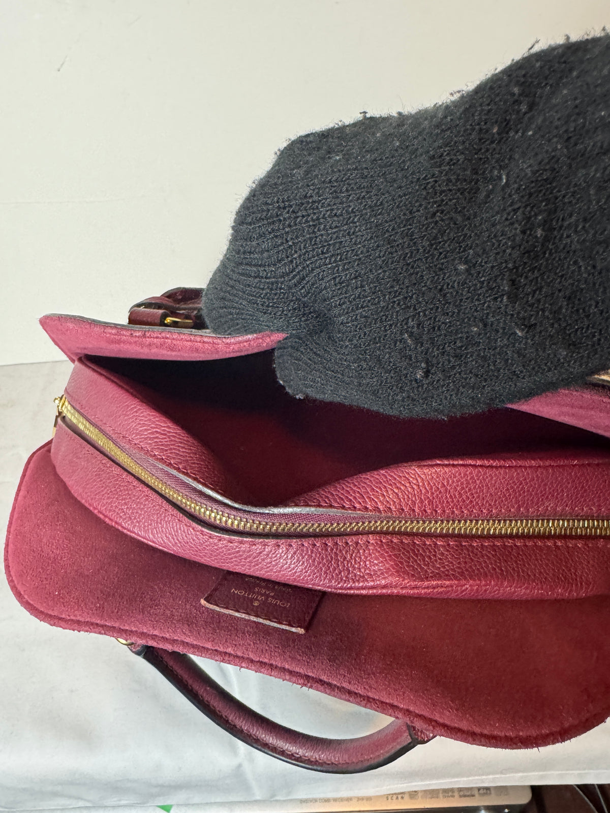 Louis Vuitton Monogram Top Handle Bag with Burgundy Trim