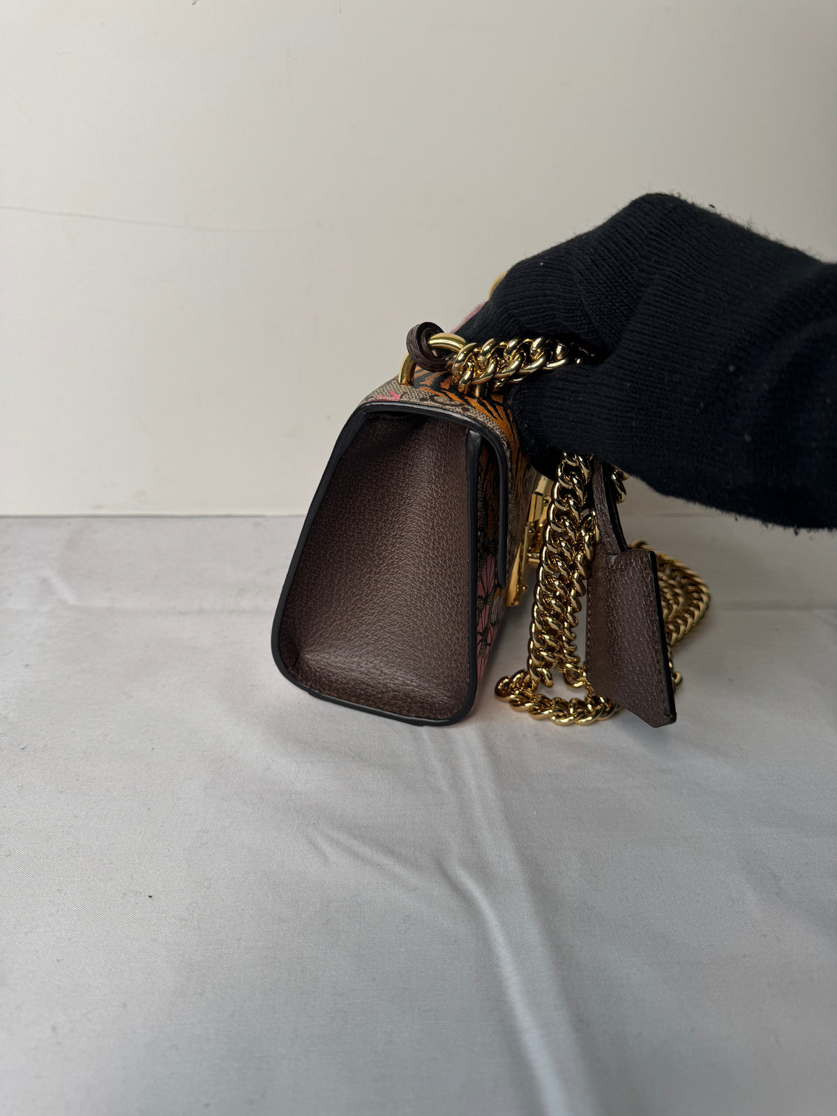 Gucci GG Monogram Tiger & Floral Print Chain Shoulder Bag