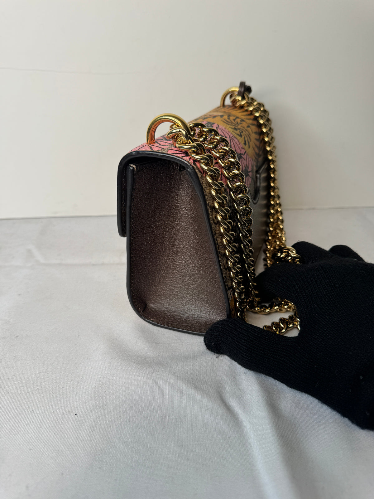 Gucci GG Monogram Tiger & Floral Print Chain Shoulder Bag