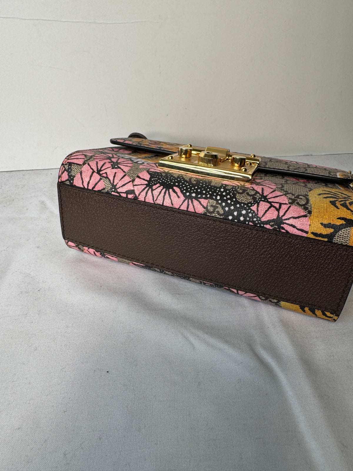 Gucci GG Monogram Tiger & Floral Print Chain Shoulder Bag