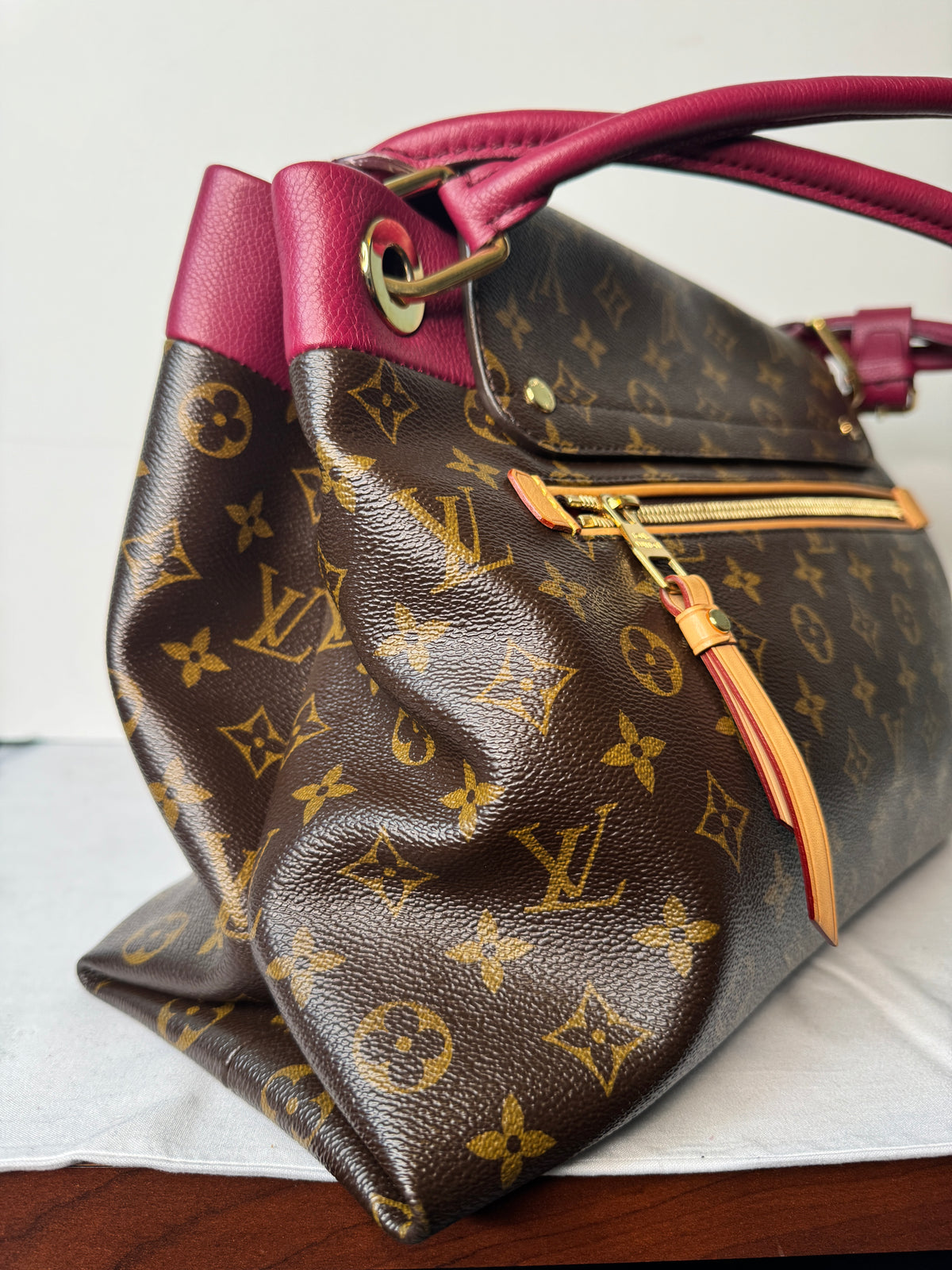 Louis Vuitton Monogram Shoulder Bag with Burgundy Trim ( Olympic Auror)