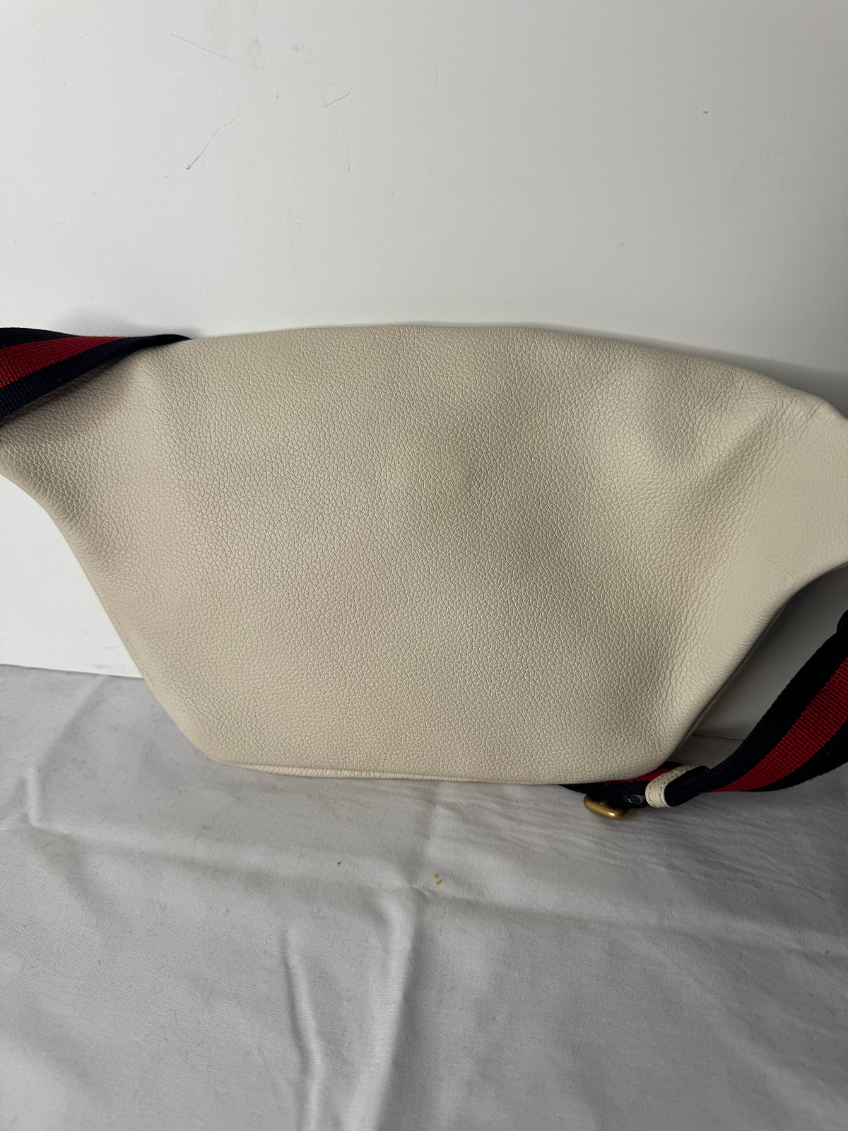 Gucci Cream Logo Belt Bag with Web Stripe
