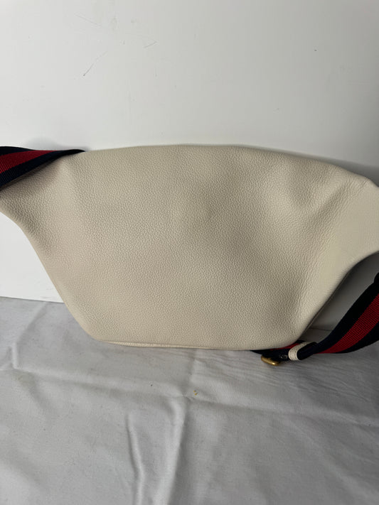 Gucci Cream Logo Belt Bag with Web Stripe