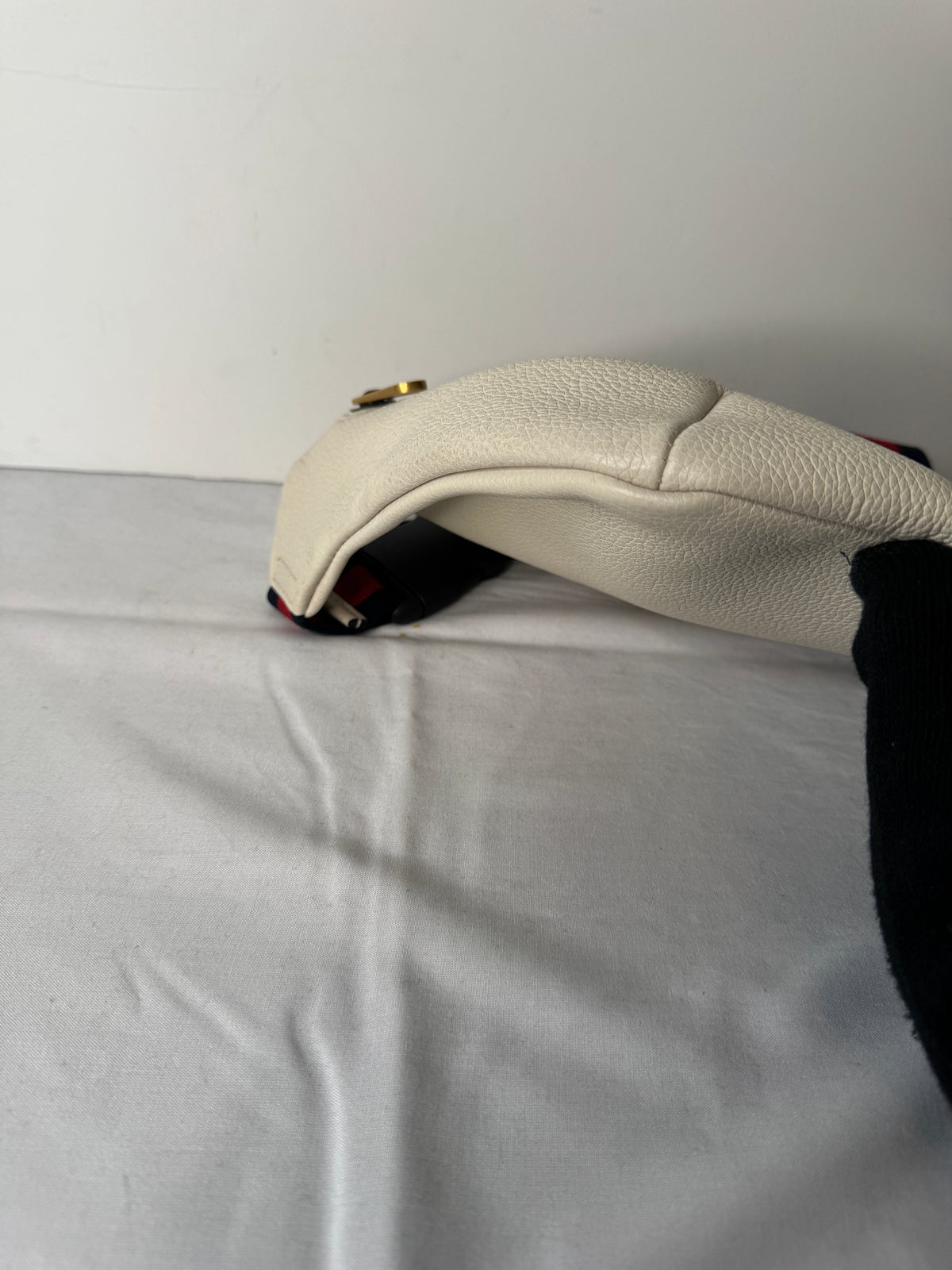 Gucci Cream Logo Belt Bag with Web Stripe