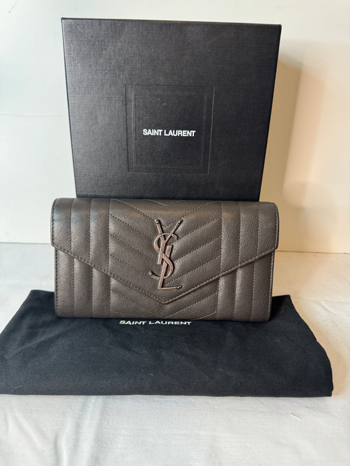 Saint Laurent Monogram Chevron Envelope Wallet