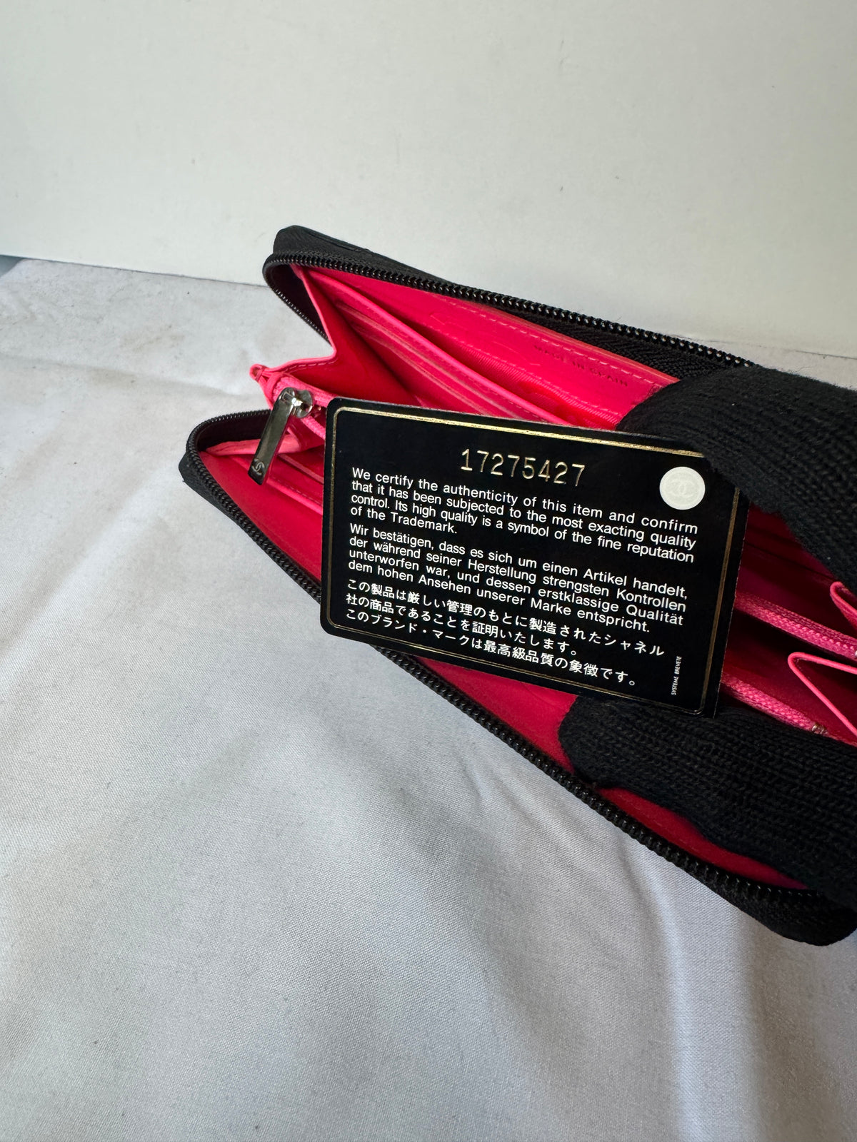 Chanel Black Quilted CC Zip-Around Wallet