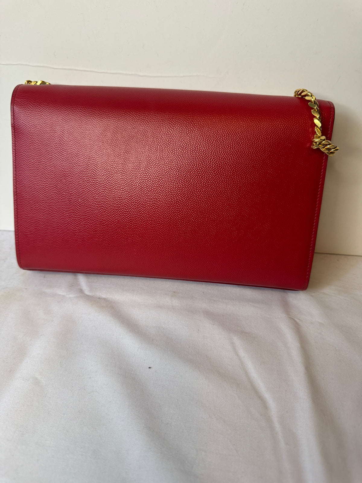Saint Laurent Red Monogram Chain Shoulder Bag