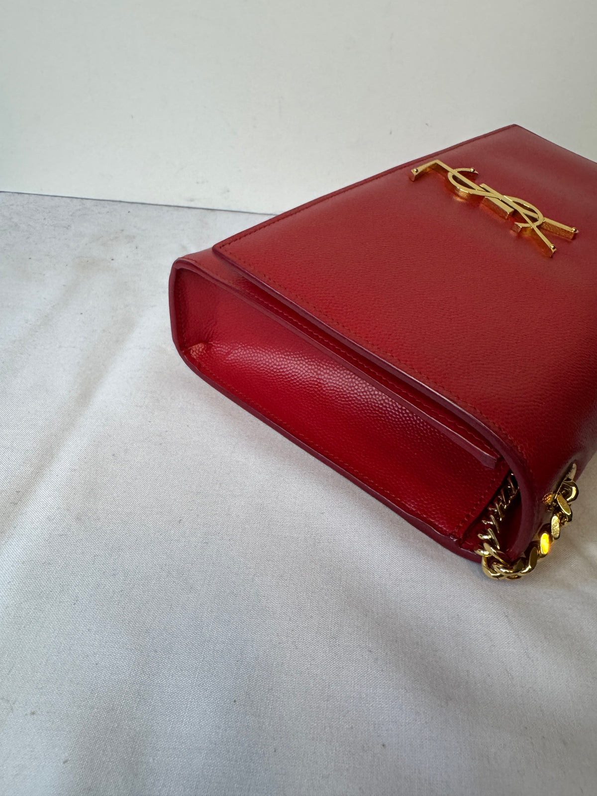 Saint Laurent Red Monogram Chain Shoulder Bag