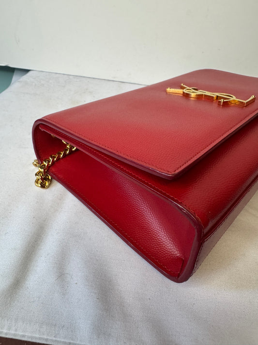 Saint Laurent Red Monogram Chain Shoulder Bag