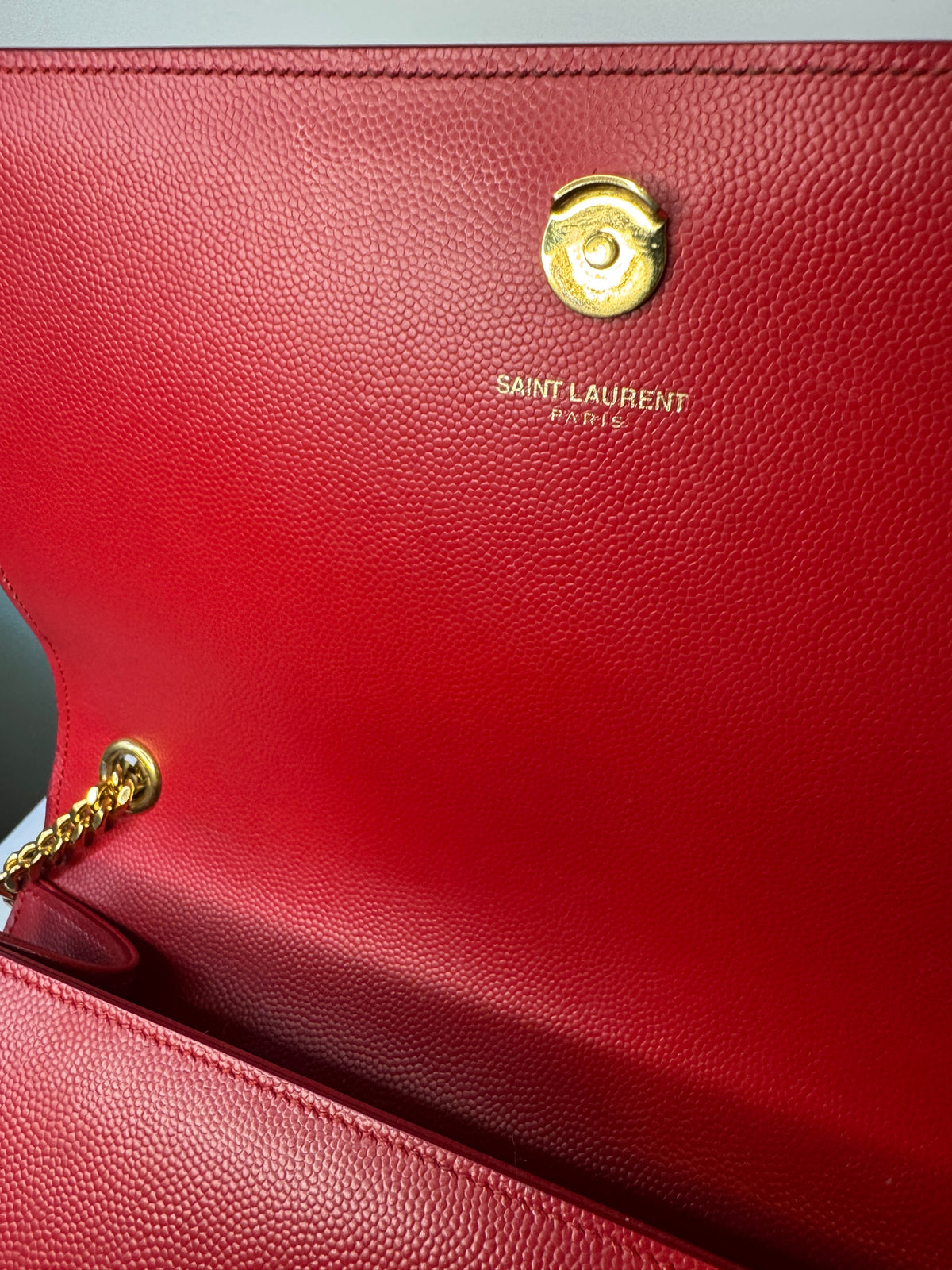 Saint Laurent Red Monogram Chain Shoulder Bag