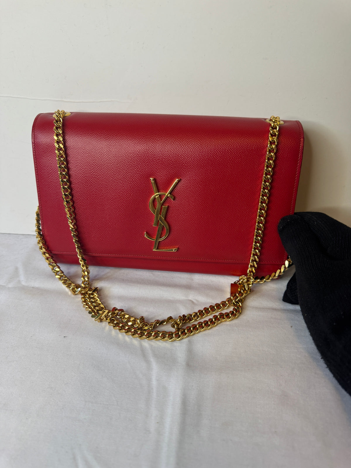 Saint Laurent Red Monogram Chain Shoulder Bag
