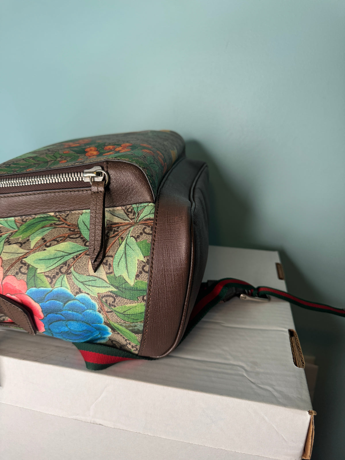 Gucci GG Monogram Bird & Floral Print Backpack