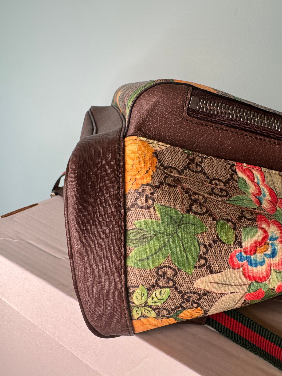 Gucci GG Monogram Bird & Floral Print Backpack