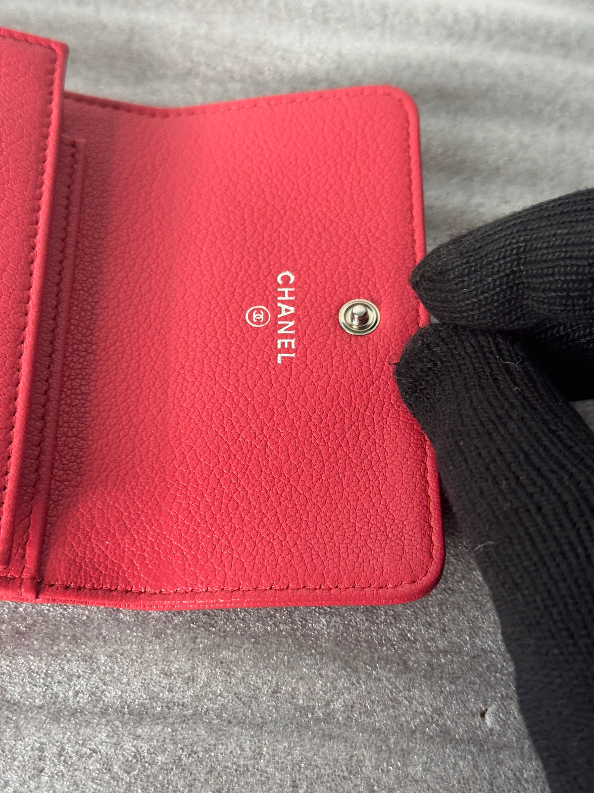 Red wallet interior card slots